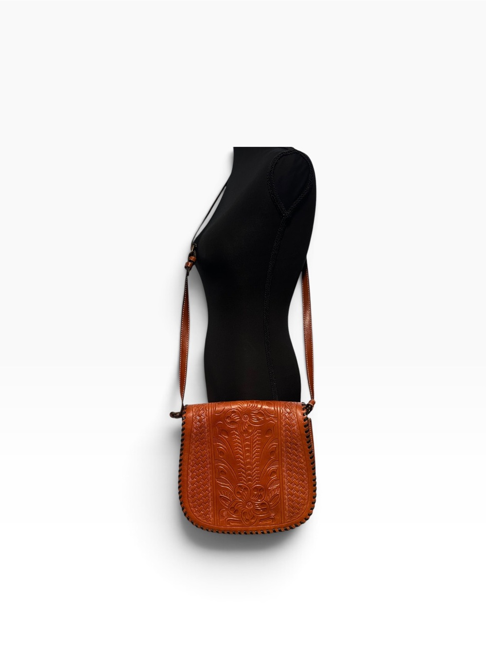 Patricia Nash Tooled Leather Crossbody in Cognac Brown NWOT
